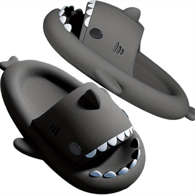 Chanclas Con Patrón De Tiburón Antideslizantes Ligeras De Secado Rápido Para Hombres Para Interiores Y Exteriores, Playa, Ducha, Casa