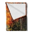 thumbnail image 2 of Jungle Soft Flannel Fleece Throw Blanket, Trees Scenic Thai Waterfall and River Park in The Autumn Season Stream on Rocks, Cozy Plush for Indoor and Outdoor Use, 50" x 60", Brown Orange, by Ambesonne, 2 of 5