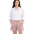 thumbnail image 2 of Stralyhd Womens Shorts Casual Cotton Linen Cargo Short 2026 Summer Vacation Fashion Mid-Rise Shorts Basic Short with Pockets Pink XXXL, 2 of 7