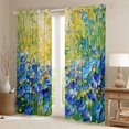thumbnail image 2 of Manfei Chic Blue Floral Flowers Curtains Pack of 2 (42x84 Each) for Female Men,Abstract Oil Painting Curtains Blackout,Blue Green Bedroom Curtains,Microfiber Bedroom Decor, 2 of 6