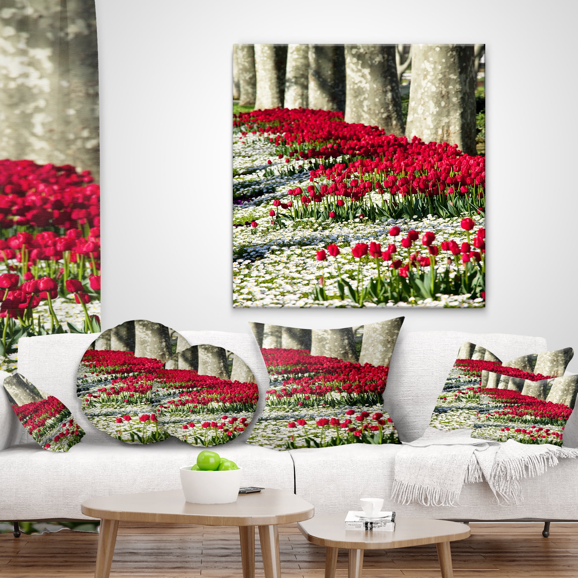 Designart Wild Tulip Flowers in Forest Pasture - Floral Throw Pillow - 18x18