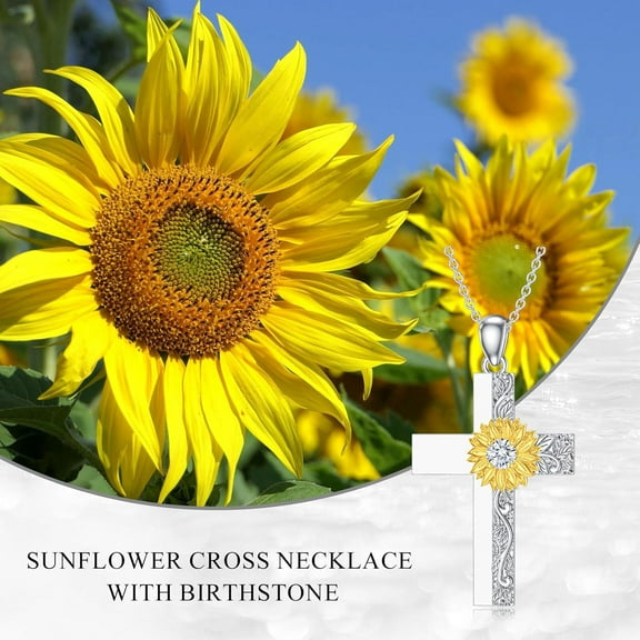 SISGEM Sunflower Cross Necklace Cross Pendant Necklace Jewelry Gift for Women