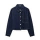 thumbnail image 5 of HH TRAF 2024 Camisas vaqueras de calle para mujer, abrigos cortos de otoño con un solo pecho y bolsillos con cuello vuelto lisos, de moda para mujer, 5 of 5
