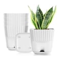 thumbnail image 3 of Flower Pots 6 Inch, 5 Pack Square Plant Pots with Drainage Holes and Connectiong Saucer Tray, for Indoor Outdoor, 3 of 5