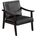 thumbnail image 1 of Yaheetech Mid-Century Modern Faux Leather Accent Chair with Solid Wood Legs, Black, 1 of 7