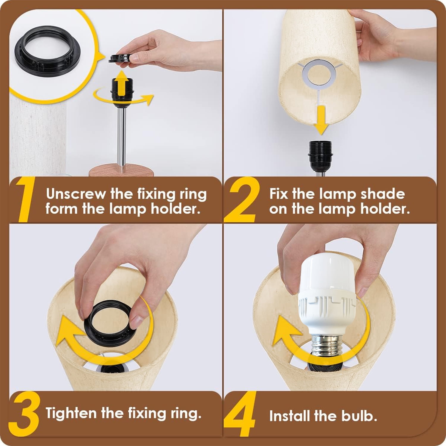 Behome Table Lamp, Bedside Small Lamps with 3 Way Dimmable, Lamp for Nightstand, Desk Lamp for Living Room, Dorm, Home Office (LED Bulb Included)