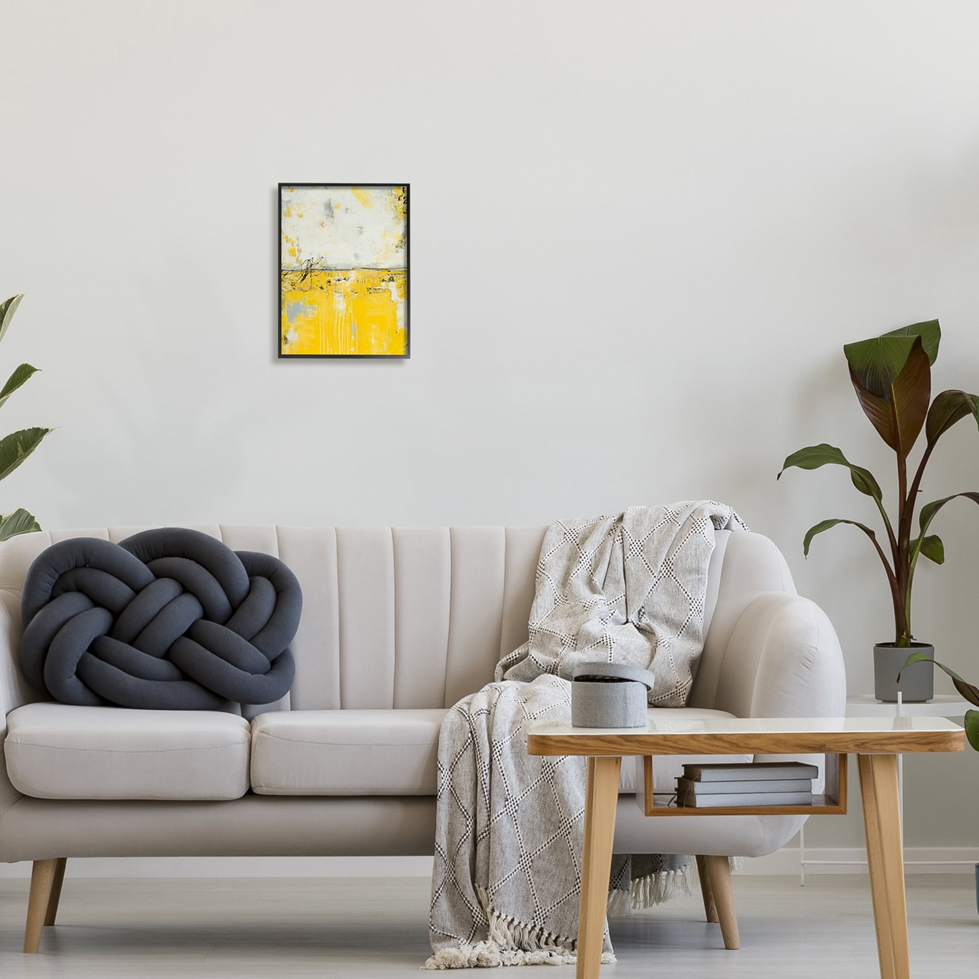 Stupell Industries Yellow Weathered Street Style Modern Scribble Stencil Painting Black Framed Art Print Wall Art, Design by Erin Ashley