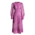 thumbnail image 1 of TWOTWINSTYLE Embroidery Cut Out Midi Dress For Women Round Neck Long Sleeve High Waist Solid Minimalist Dresses Female ClothingL Gao Jinjia LED, 1 of 2