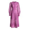 TWOTWINSTYLE Embroidery Cut Out Midi Dress For Women Round Neck Long Sleeve High Waist Solid Minimalist Dresses Female ClothingL Gao Jinjia LED