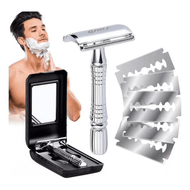 Rastrillo Clasico Barbero Desarmable Acero Inoxidable Full Xtellar plateado