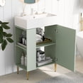 thumbnail image 2 of 21.6" Bathroom Vanity, Combo Cabinet, Bathroom Storage Cabinet, Single Ceramic Sink, Left Side Storage, Green, 2 of 9