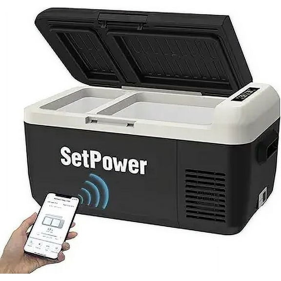 Setpower PT30 12V Refrigerator with App Dual Zone 32 Quart Electric Cooler for Vehicles 12 Volt Portable Fridge Plug in Cooler Camping Freezer SUV Van RV Truck Car Road Travel