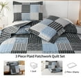 thumbnail image 5 of Beartech Full/Queen Plaid Quilt Set Bedding Blue Black Stripe Checkered Patchwork Bedspread Reversible Coverlet Soft Microfiber Quilt, 5 of 7