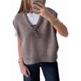 thumbnail image 3 of Womens Fall Fashion Sweater Tops Trendy Western Knit Business Casual Work Cap Sleeve Vest Cute Outfits Tops Khaki M, 3 of 9