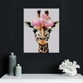 thumbnail image 4 of ONETECH  Portrait of Giraffe with Flower Crown Chewing Pink Bubble Gum Canvas Wall Art Print Safari Animal Pop Art Office Living Room Bedroom Kids Baby Nursery Room Decor - 12x8, 4 of 4