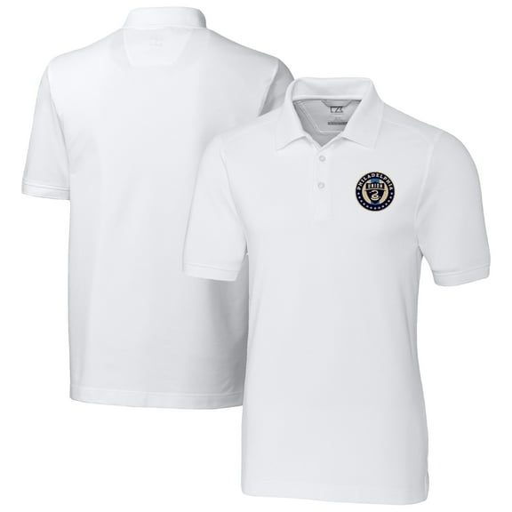 Men's-Cutter & Buck  White Philadelphia Union Big & Tall Advantage Eco Tri-Blend Pique Polo