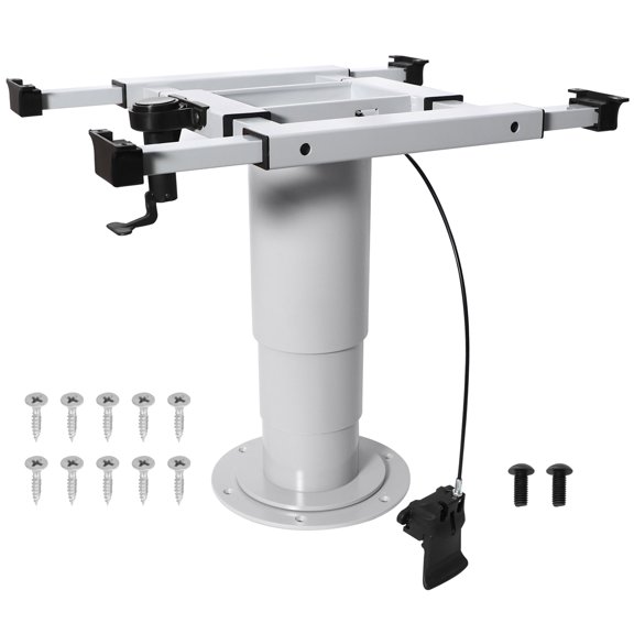 Adjustable RV Table Pedestal with Gas Lift - Pneumatic base mount allows vertical, horizontal, and tilt adjustment. Perfect for marine/RV tables