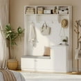 thumbnail image 6 of Danolapsi Coat Rack with Shoe Storage,Hall Tree with Storage Bench, 3 in 1 Entryway Bench with Coat Rack, 3 Hooks, 2 Cabinet and 3 Shelves,Mudroom Bench with Storage and Seating for Hallway, Entryway, 6 of 9