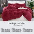 thumbnail image 6 of Fluffy Plush Duvet Cover Set King Size, Luxury Ultra Soft Velvet Fuzzy Comforter Cover Bed Sets 4Pcs(1 Faux Fur Duvet Cover + 2 Pillow Cases + 1 Pillow Cover) Zipper Closure (King, Red), 6 of 6