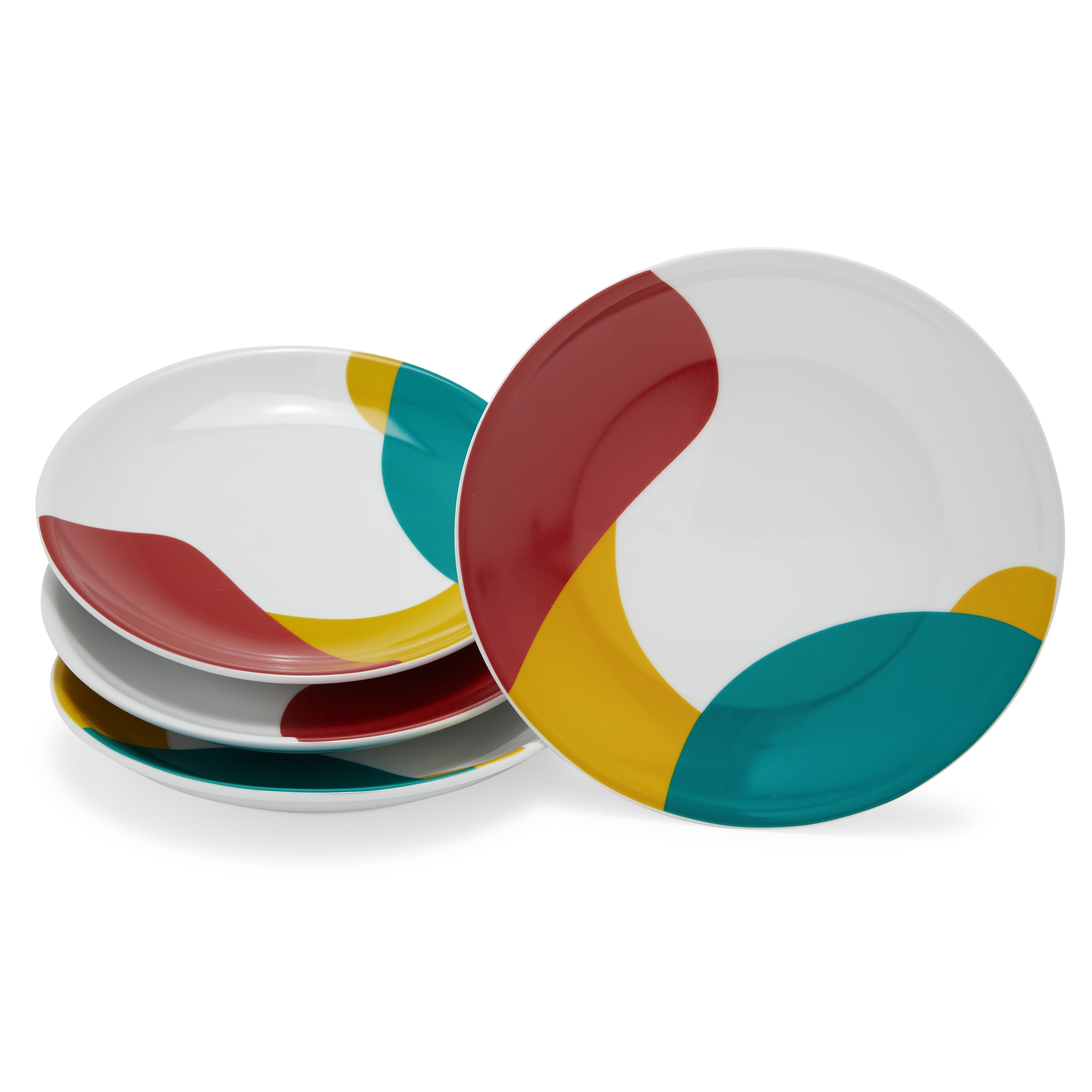 MoDRN MidCentury Revival Art Deco Porcelain 4 Piece Salad Plate Set