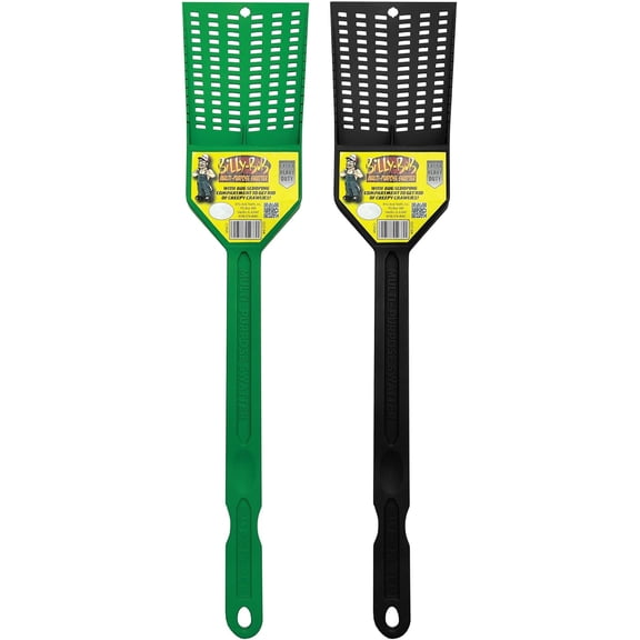 Multi-Purpose Heavy Duty Fly Swatter - 2 Pack - Fly Swatter with Bug Scooping and Spider Catching Compartments