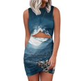 thumbnail image 1 of Hallstatt In Austrian Alps Back Lacing Backless Dress Square Neck New Plus Size Elegant Women Dress Bridge Built Structure, 1 of 5