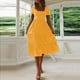 thumbnail image 1 of WILLBEST Vestidos Casuales para Mujer Fiesta Vestido Informal de Manga Corta con Cuello Cuadrado para Mujer Vestido Floral de Verano para Playa Vestidos Midi de Cintura Alta con Volantes Grande, 1 of 3