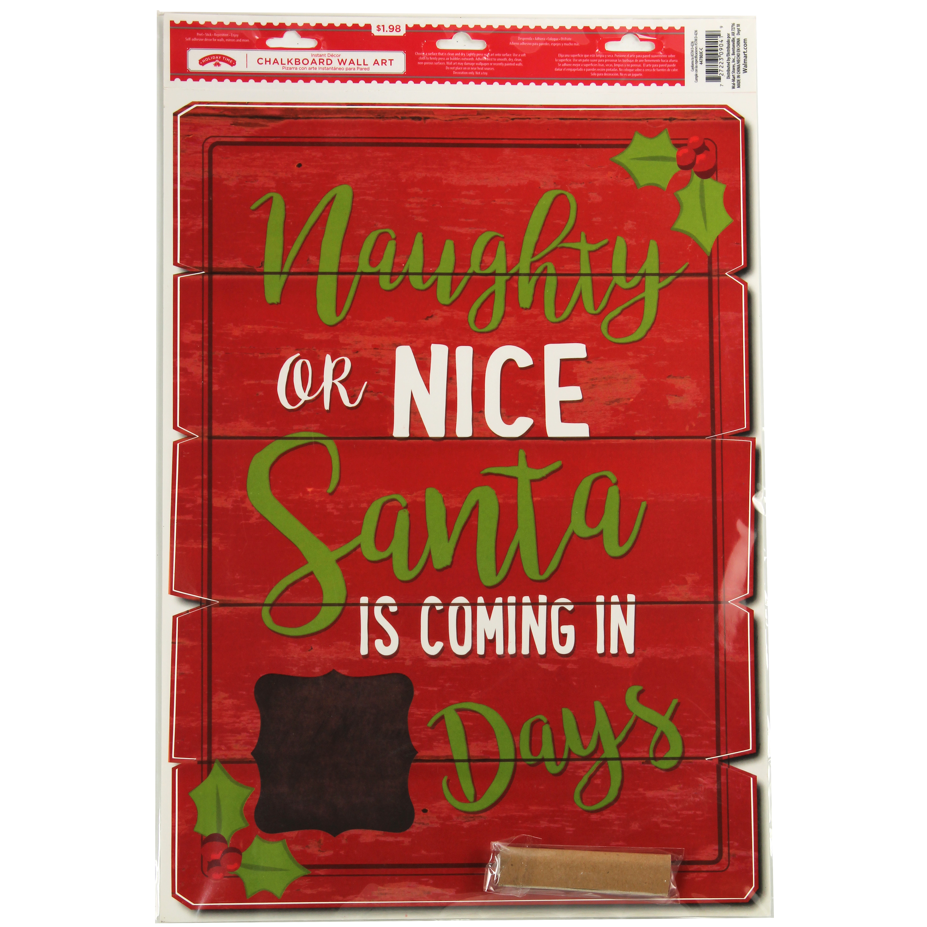 Holiday Time Naughty Nice Chalkboard Wall Art 11 25 X 17 Inch Walmart Com Walmart Com