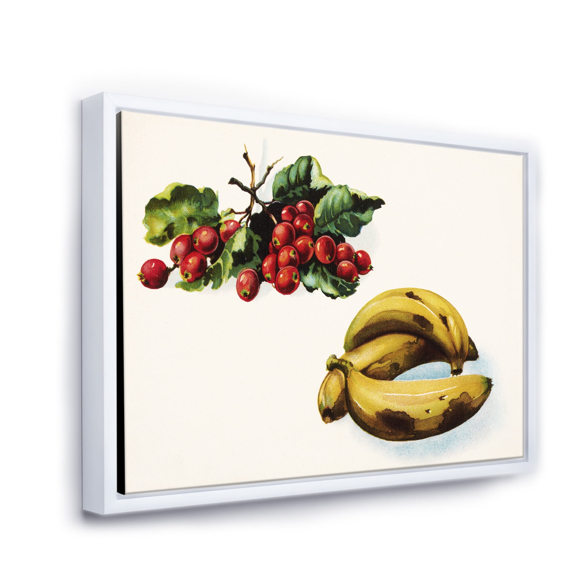 Designart 'Red Berries and Banana' Farmhouse Framed Canvas Wall Art Print