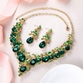 thumbnail image 4 of Mujer Sets de Joyería Cristal Elegante Boda Flor Racimo Lágrima Collar Arete Set, 4 of 4
