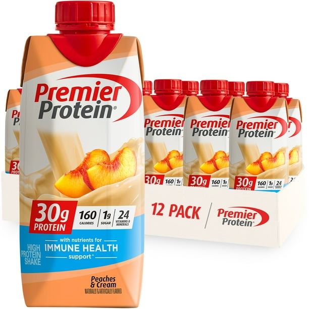Premier Protein Shake, Peaches & Cream, 30g Protein, 11 Fl Oz, 12 Ct