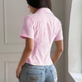 thumbnail image 4 of Women's Summer Y2k Button Down Shirts Cute Short Sleeve Striped Fitted Crop Tops Going Out Vacation, 4 of 9