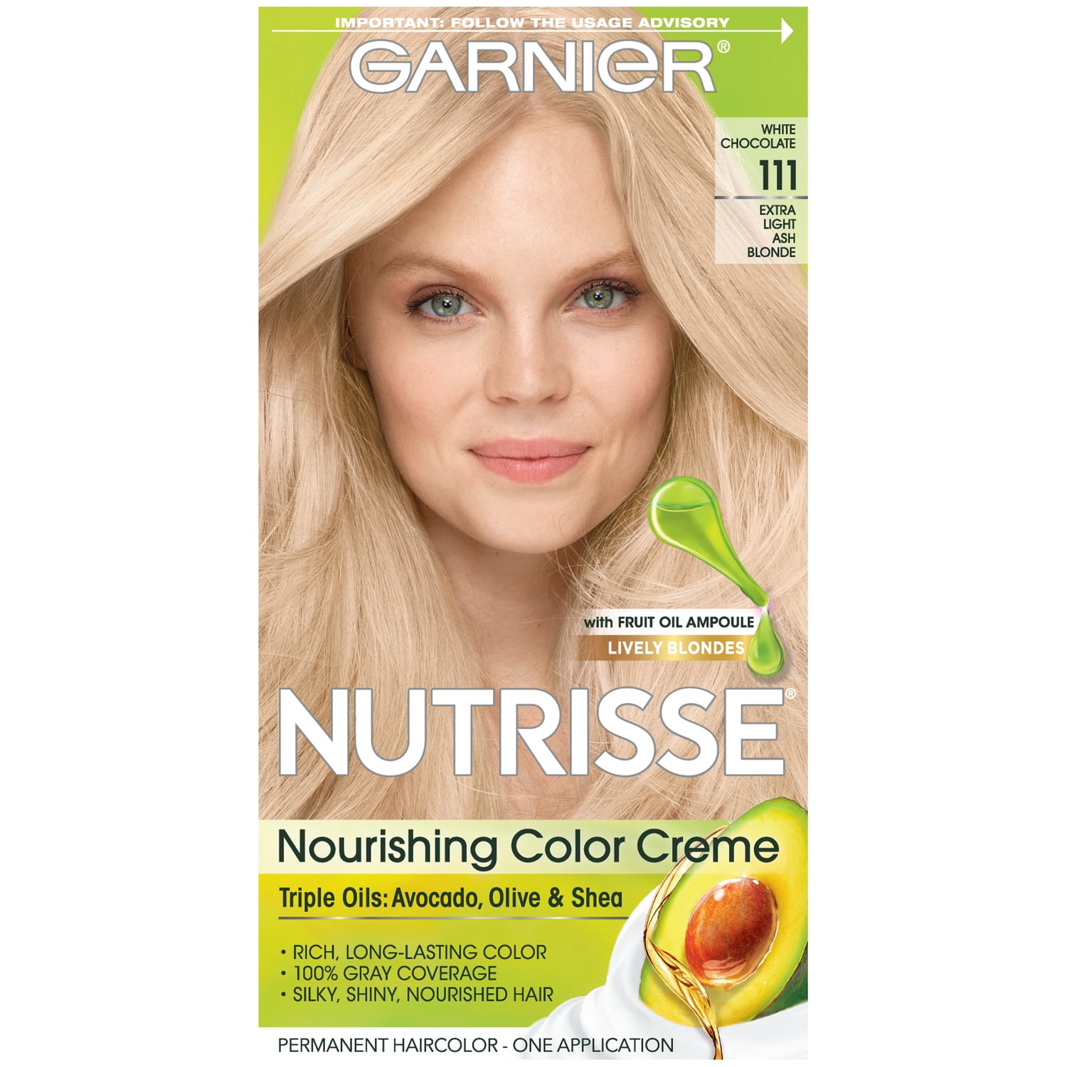 Smidighed opfindelse Bevægelse Garnier Nutrisse Nourishing Hair Color Creme, 111 Extra-Light Ash Blonde  (White Chocolate), 1 Kit - Walmart.com