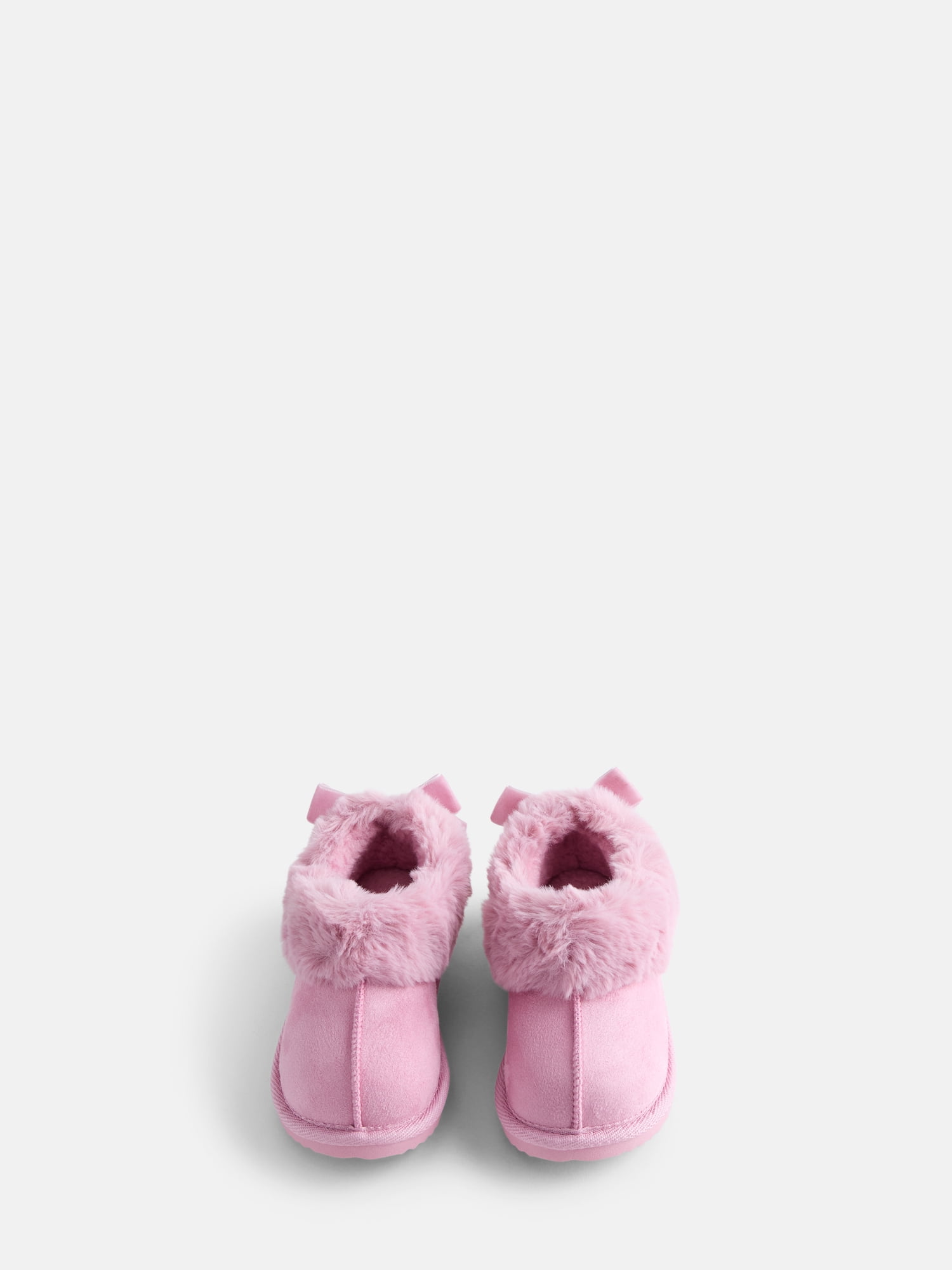 Wonder Nation Baby, Toddler, Little and Big Girls Faux Fur Trim Slippers