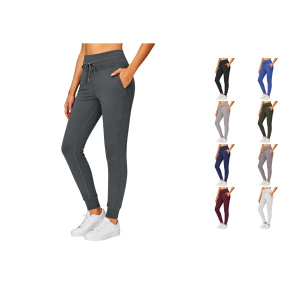 REDARER Womens High Waist Yoga Joggers with Zipper Pockets for Workout and Loungewear,S