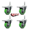 thumbnail image 2 of 4 Inch Green Poly Swivel 5/8 Inch Threaded Stem Caster Set with Total Lock Brake, 2 of 2