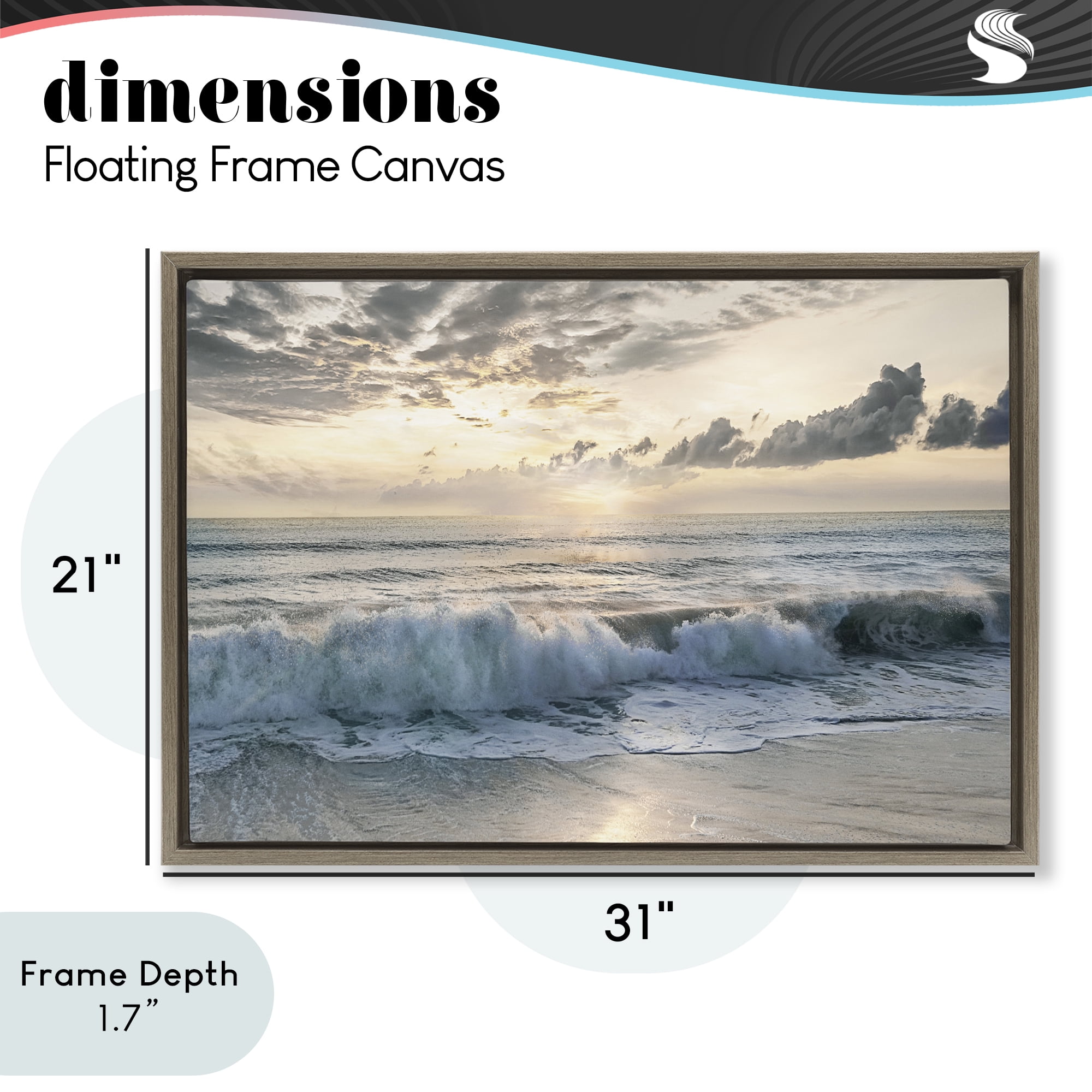 Stupell Industries Sunset Foam Along Shoreline Brown Framed Floater Canvas Wall Art, design by Mike Calascibetta