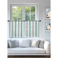thumbnail image 4 of Sheer Curtains 54 Inch Length 2 Panels Set for Kitchen, Turquoise Gray Striped Semi Sheer Curtains for Windows, Farmhouse Stripe Art Voile Window Treatments Rod Pocket Curtain, 4 of 7