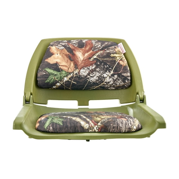 KFFKFF Folding Boat Seat with Low Backrest, Durable PP Frame, Thick Sponge Cushion, and PU Polyester Cover, Ideal for Fishing Boats, Yachts, and Ships, Camouflage Design