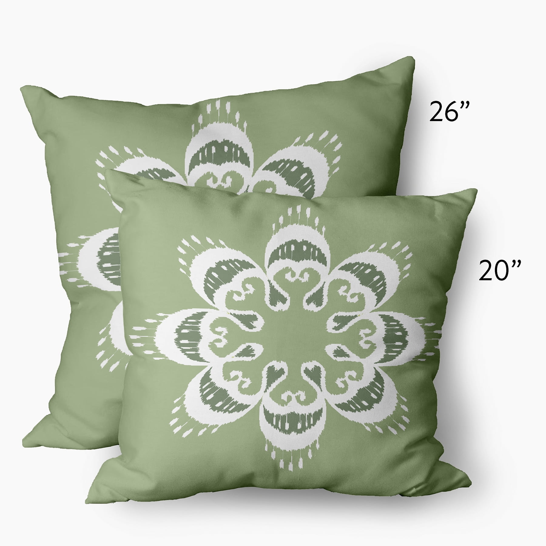 Simply Daisy 26 in x 26 in French Country Green and White Medallion Polyester Throw Pillow