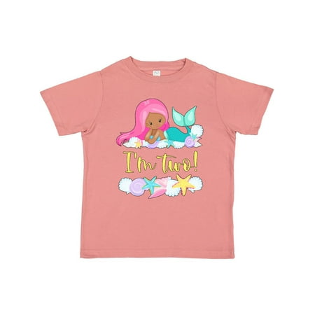 

Inktastic I m 2 Mermaid with Pink Hair and Shells Gift Toddler Boy or Toddler Girl T-Shirt