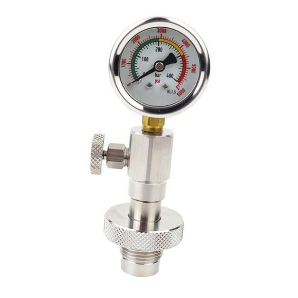 Manómetro para Tanque de Buceo con Cabeza Tipo Comprobador de Presión de Regulador Accesorio de Acero Inoxidable con Indicador Luminoso Adecuado