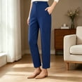 thumbnail image 2 of Breezora Women High Silky Soft Pull On Comfort Pants Casual Stretchy Waist Relaxed Trousers, 2 of 9