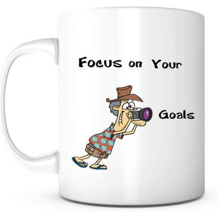 

Focus on Your Goals-11 Ounce White Ceramic Mug Motivation Gifts For Men or Women Him or Her Gift Idea For Mom Dad Kids Son Daughter Husband Wife Boss Friend or Teacher