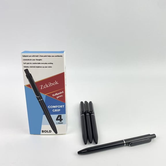 Zekibok Ball point pens, Gel Ink Ballpoint Pen, Black Ink, 0.5mm Retractable Ink Pen (Black)