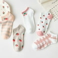 thumbnail image 3 of 5 Pairs Women Ankle Socks Low Cut Thin Sock Lightweight Cute Pattern Color Soft Sock, 3 of 4