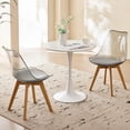 thumbnail image 7 of Round Dining Table Set for 2, 23.6" Tabletop with Metal Tulip Pedestal Base, White Modern Kitchen Table with 2 Clear Acrylic Chairs for Small Space, 7 of 7