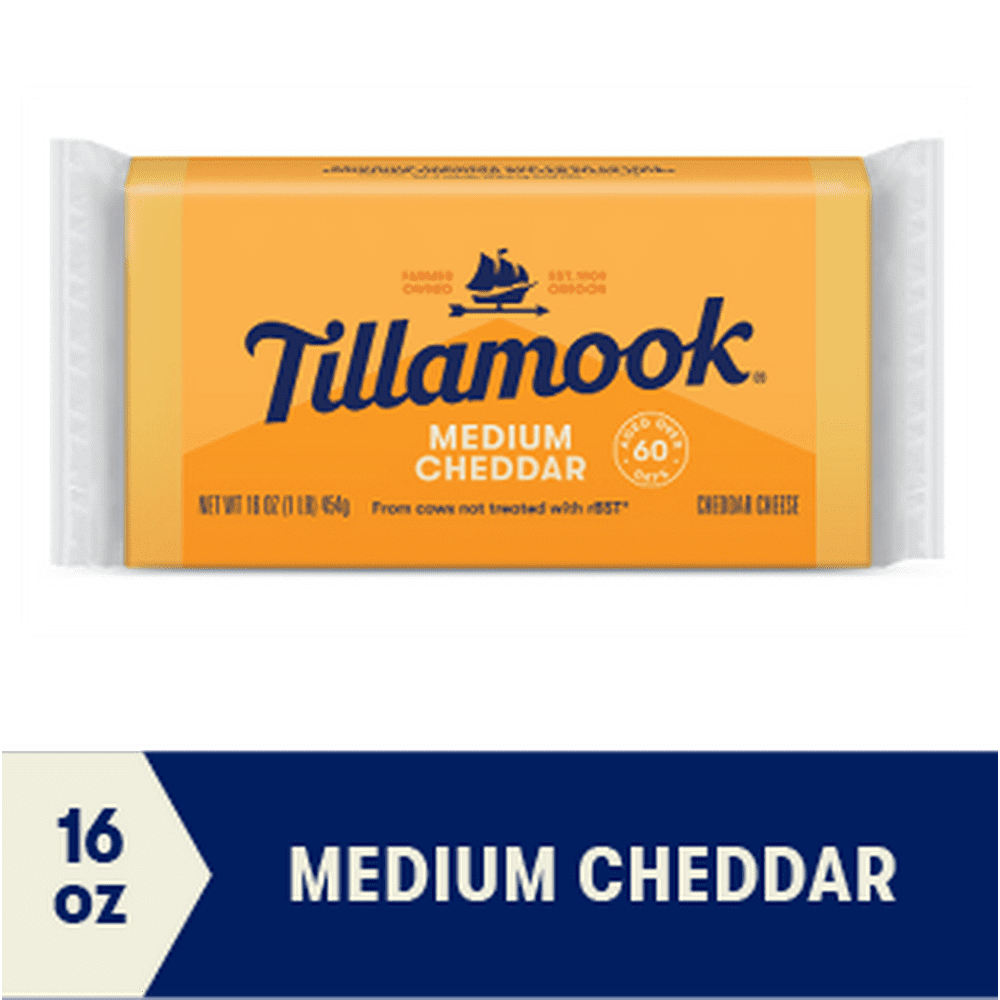 Tillamook Medium Cheddar Cheese Loaf, 1 lb (Aged 60 Days) - Walmart.com ...
