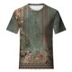 thumbnail image 3 of moda de las mujeres casual manga corta estampado de flores cuello redondo jersey blusa superior verde / l, 3 of 4