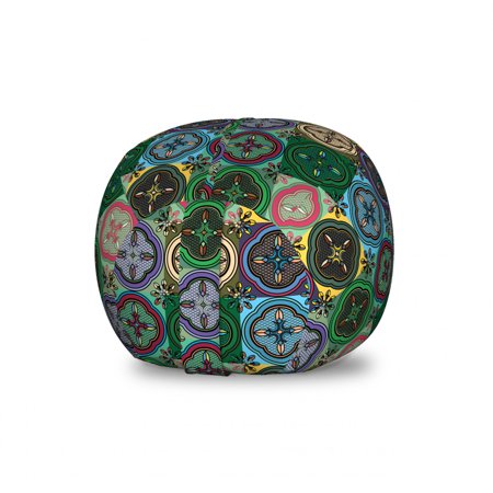 Colorful Storage Toy Bag Chair  Pattern of Abstract Shapes Inspired by Stained Glass Style Traditional Vibrant  Stuffed Animal Organizer Washable Bag  Large Size  Multicolor  by Ambesonne